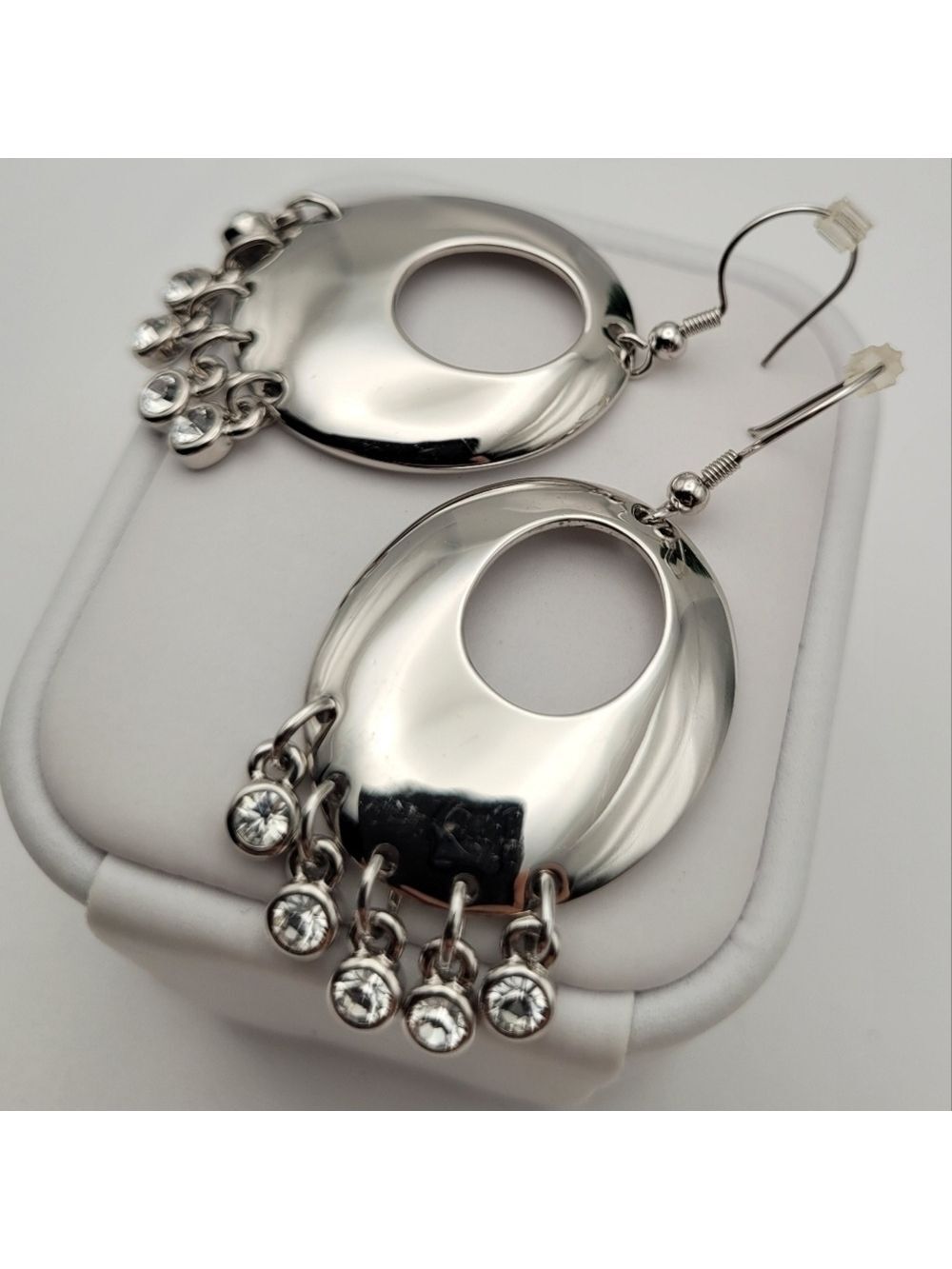 Butler Dangle Earrings w/CZ Rhinestones Charms Silver Tone Estate Sale Fashion
